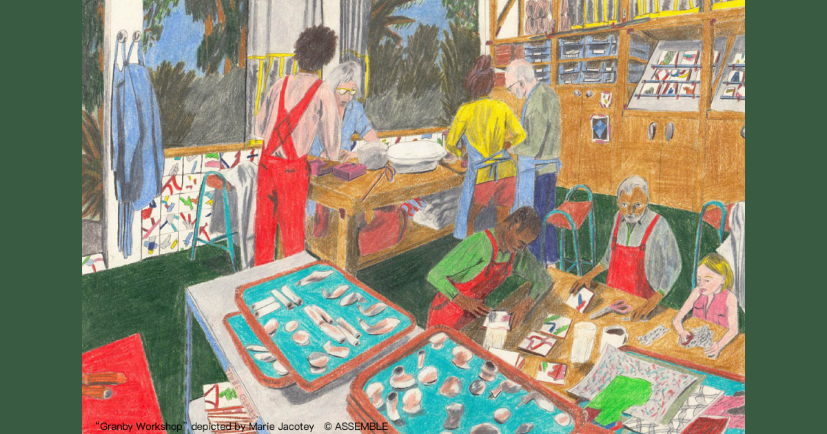 【絵画】仕事中 年一 「諸工職業競 靴製造場之図」 | 古美術もりみや